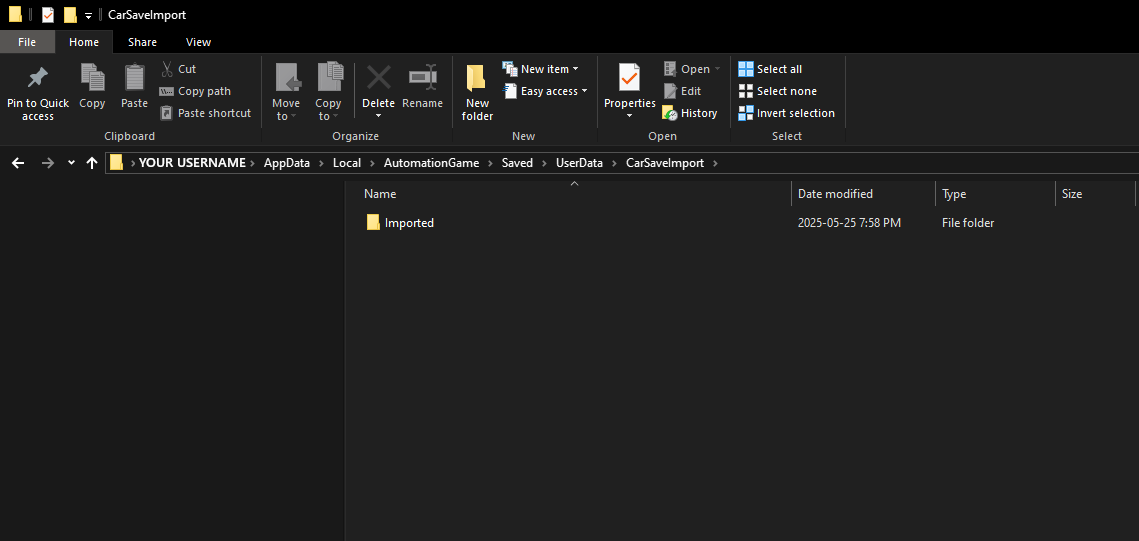 CarSaveImport Folder Pathway